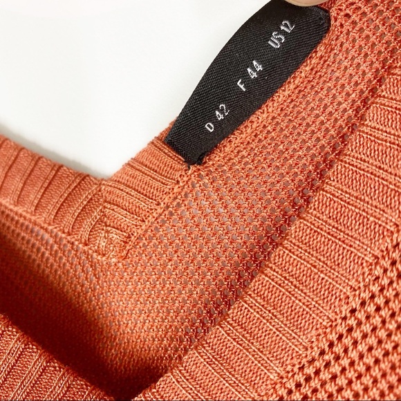 Akris Blouse 12 Salmon Orange Silk Blend Short Sleeves V Neck - Picture 7 of 8